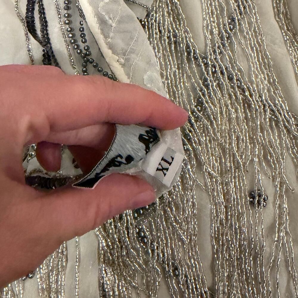 Unique Vintage Sheer Flapper Dress XL Art Deco 1920s Gatsby Inspired Beaded - Picture 8 of 8
